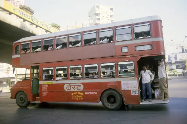 stock image Double decker best bus carrying passengers, bombay mumbai, maharashtra, india  