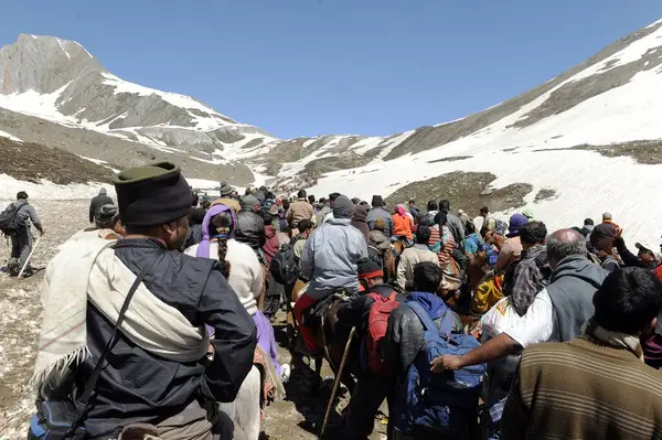 stock image pilgrim, mahagunas pass, amarnath yatra, Jammu Kashmir, India, Asia 