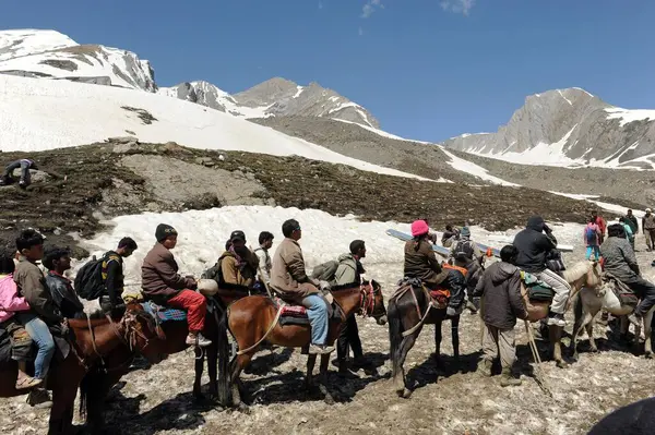 Pilgrim, mahagunas pass, amarnath yatra, Jammu Kashmir, Hindistan, Asya