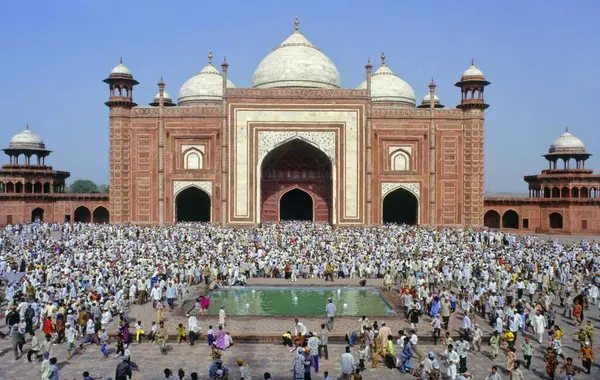 Tac Mahal Agra Uttar Pradesh Hindistan Daki Müslüman Duaları Stok Fotoğraf