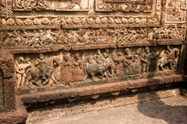 Decorative motifs geometric and floral patterns epics and puranic scene on Radhashyam temple built by ruler Jagat Malla, Bishnupur, West Bengal, India  clipart