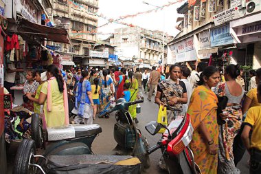 Eski Jhaveri binası sağ toplu şehir konutları, Bhuleshwar, Charni yolu, Bombay Mumbai, Maharashtra, Hindistan 