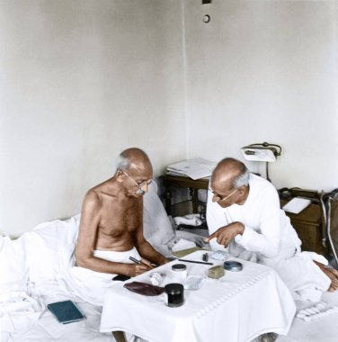 Mahatma Gandhi ile C Rajagopalachari, Mumbai, Maharashtra, Hindistan, Asya, 21 Haziran 1945 