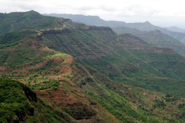 Green landscape of western ghats from Pratapgad massive fort 25 kms from Mahableshwar, Maharashtra, India  clipart