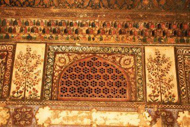 Jali ve resim Itmad-Ud-Daulahs 'ın mezarında, Itmad Ud Daulahs, agra, uttar pradesh, Hindistan 