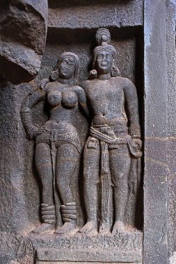 Statues in karli karla cave chaityan in second century BC, Lonavala, Maharashtra, India  clipart