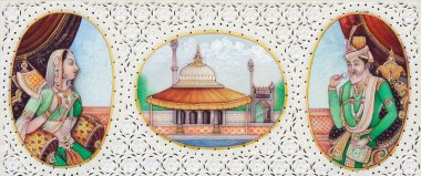 Babür İmparatoru Humayun ve eşi Jhanvi 'nin minyatür resimleri.