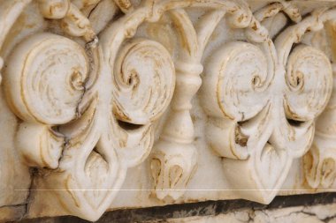 Tac Mahal 'de beyaz mermer el işi; Agra; Uttar Pradesh; Hindistan