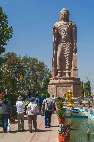 stock image Giant standing buddha statue, sarnath, uttar pradesh, india, asia 