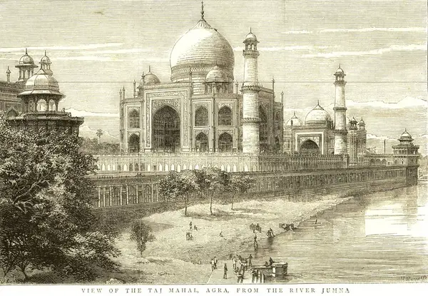 stock image View of Taj Mahal from river Jamuna ; Agra ; Uttar Pradesh ; India