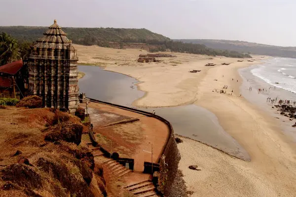 stock image Lord Shiva temple near beach ; Kunkeshwar ; Dist Sindhudurga ; Maharashtra ; India