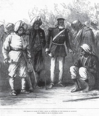 Turdaki kraliyet. Hindistan 'daki Galler Prensi. Lucknow, Uttar Pradesh, Hindistan savunmasından kurtulanlar grubu. 