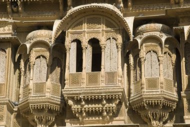 Patwon ki Haveli 'nin Jaisalmer, Rajasthan, Hindistan' daki görüntüsü 