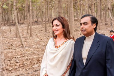 Indian businessman Mukesh Ambani and Nita Ambani jamnagar gujarat India Asia  clipart