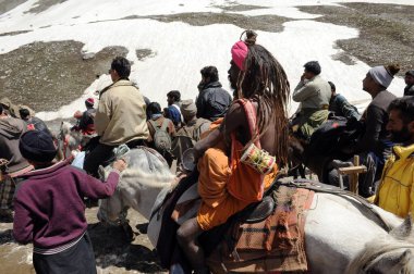 Pilgrim, mahagunas pass, amarnath yatra, Jammu Kashmir, Hindistan, Asya