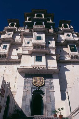 Udaipur 'daki Şehir Sarayı cephesi, Rajasthan, Hindistan, Asya 