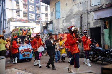 Band playing in yellama festival in Kamathipura , Bombay Mumbai , Maharashtra , India clipart