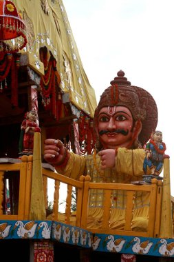 Rath yatra 'da Tanrı heykeli ya da Jagannath, Puri, Orissa, Hindistan' da Cart festivali 