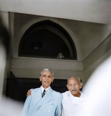 Mahatma Gandhi meeting Muhammad Ali Jinnah, Mumbai, Maharashtra, India, Asia, September 9, 1944 clipart