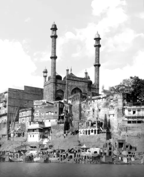 stock image old vintage lantern slide of alamgir mosque, Varanasi, uttar pradesh, India, Asia 