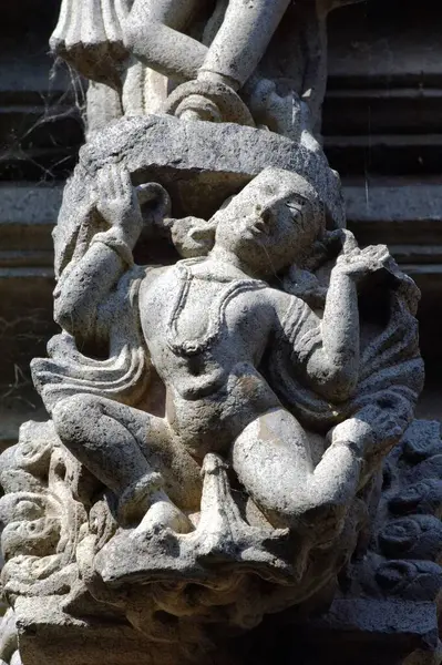 stock image Carving on the Wall of Harihareshwar Temple at Kudal Sangam District Solapur Maharashtra India 