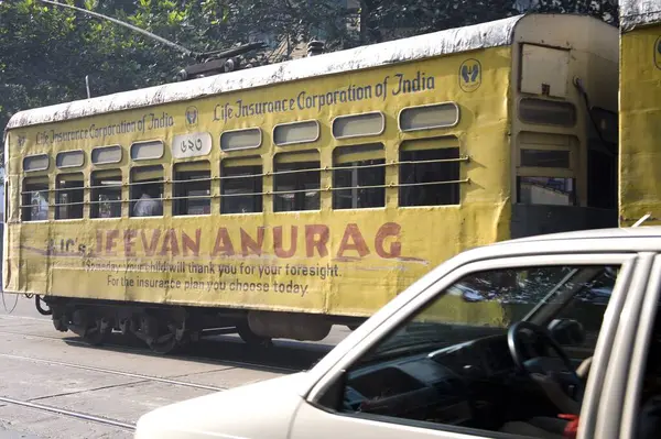 Stock image Tram in old way of commuting service, Calcutta now Kolkata, West Bengal, India 