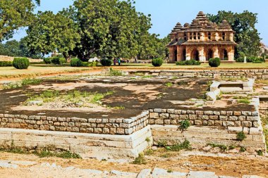 Lotus Mahal, taş saray, Hampi, Karnataka, Hindistan, Asya