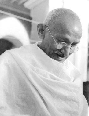 Mahatma Gandhi during prayer at Mumbai, Maharashtra, India, September 1944 clipart