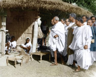 Mahatma Gandhi visiting the rural reconstruction center, West Bengal, India, Asia, February 18, 1940  clipart