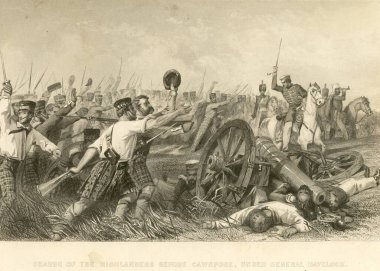 General Havelock, Kanpur, Uttar Pradesh ve Hindistan komutasındaki İsyancıların Chwnpore 'den önce askeri ve munity isyan suçlamaları