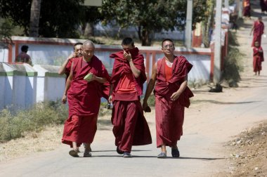 Buddhist monks at resettlement at Mysore, Karnataka, India clipart