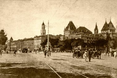 Hornby Road, Mumbai Maharashtra, Hindistan, Asya 'dan Escplanade Yolu' nun klasik fotoğrafı. 