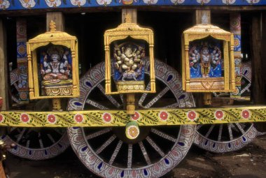 Tekerlek dekorasyonu, Rath yatra Rathyatra araba festivali Jagannath 'ın yolculuğu, puri, orissa, Hindistan 