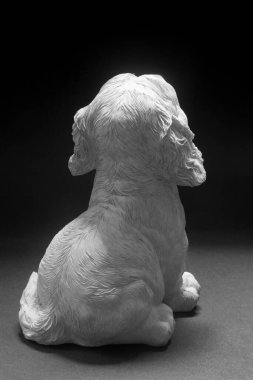 Seramik Oyuncak Genç Köpek Köpek Siyah-Beyaz