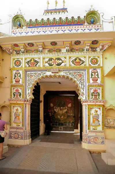 stock image Decorative gate with mural painting city palace in udaipur at rajasthan india Asia