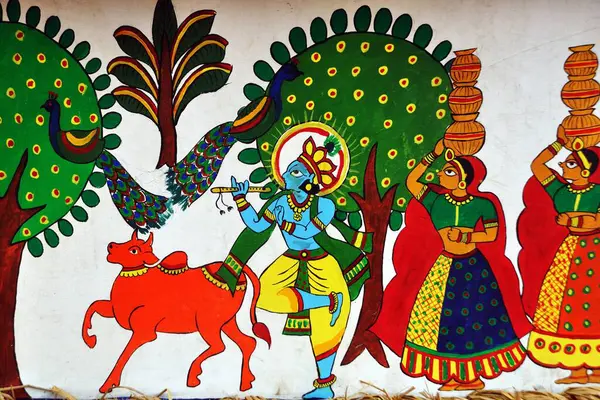 stock image radha krishna wall paintings rajasthan India Asia