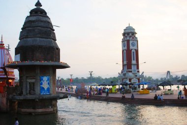 Har Ki Pauri 'deki Ganga Nehri Bankası, Haridwar, Uttar Pradesh, Hindistan 