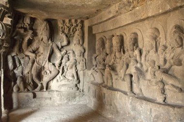 Shiva tandav nritya at ellora cave known as ramesvara , Aurangabad , Maharashtra , India clipart