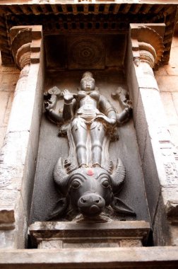 Decorative sculpture of mahishasura mardini at brihadeshwara temple, Thanjavur, Tamil Nadu, India  clipart