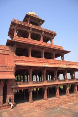 Panch Mahal in Fatehpur Sikri built during second half of 16th century made from red sandstone ; capital of Mughal empire ; Agra; Uttar Pradesh ; India UNESCO World Heritage Site clipart