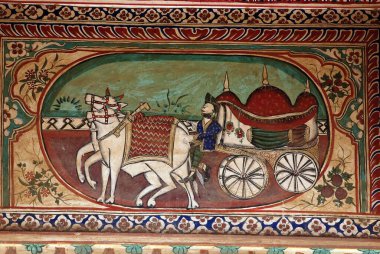 Resim duvarı, shekhawati haveli, Rajasthan, Hindistan, Asya 