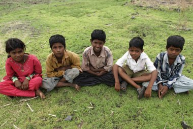 Kırsal çocuklar, Marathwada, Maharashtra, Hindistan 