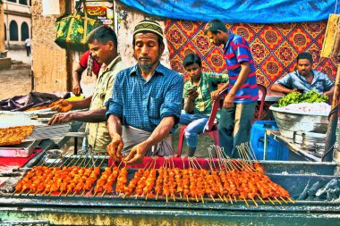 Kebab vendor, Khau Galli, Mahim Dargah, Mumbai, Maharashtra, India, Asia  clipart