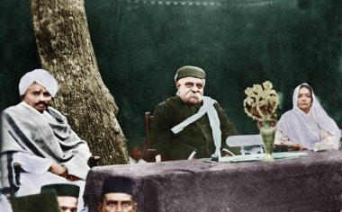 Kasturba Gandhi ve Mahatma Gandhi 'nin ilk resepsiyonu, Gujarat, Hindistan, Asya, 2 Şubat 1915
