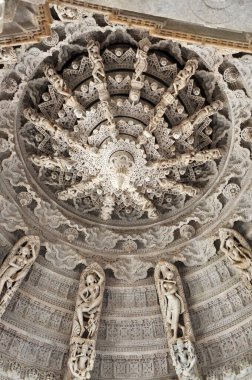 Ranakpur jain tapınağının tavanı, pali, rajasthan, Hindistan, Asya