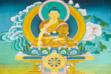 Rumtek Manastırı 'nda Tanrı Buda' nın resmi, Sikkim, Hindistan 