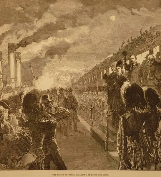stock image Lithographs The Prince of Wales Embarking at Dover for India 