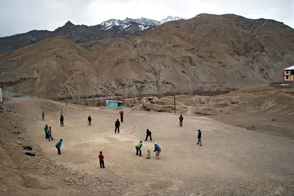 stock image Boys playing cricket, Wakha Wado village, Kargil, Leh, Ladakh, Jammu and Kashmir, India 9-April-2008 