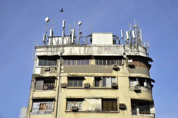 stock image Mobile Towers on Terrace Vimal Building at mumbai Maharshtra India