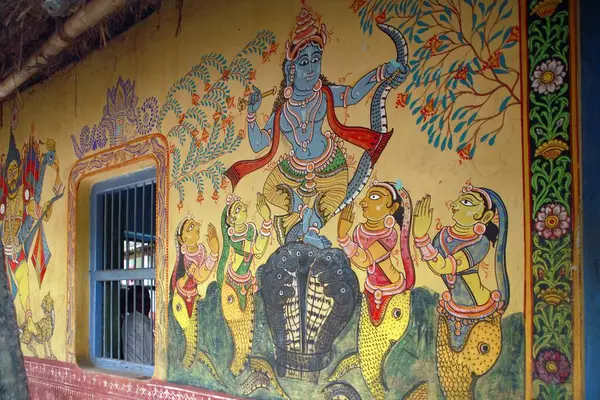 stock image Wall painting ; Raghurajpur a art & craft village near Puri ; Orissa ; India